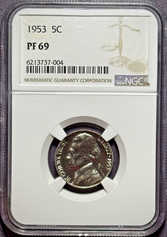 1953 Jefferson Nickel - NGC PF69 Proof - Sharp, Gem Condition, Low Mintage!