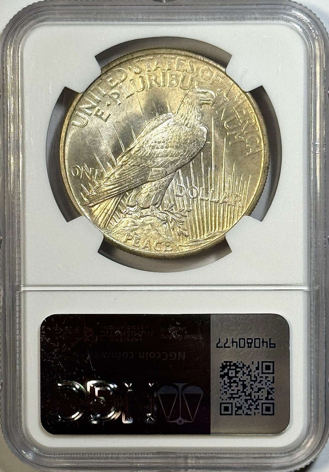 1921 Peace Dollar High Relief- NGC MS65- Light Golden Toning Key Date