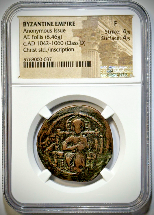 1042–1060 AD Byzantine Anonymous Follis - NGC F St: 4/5 Sur: 4/5 - Medieval Coin
