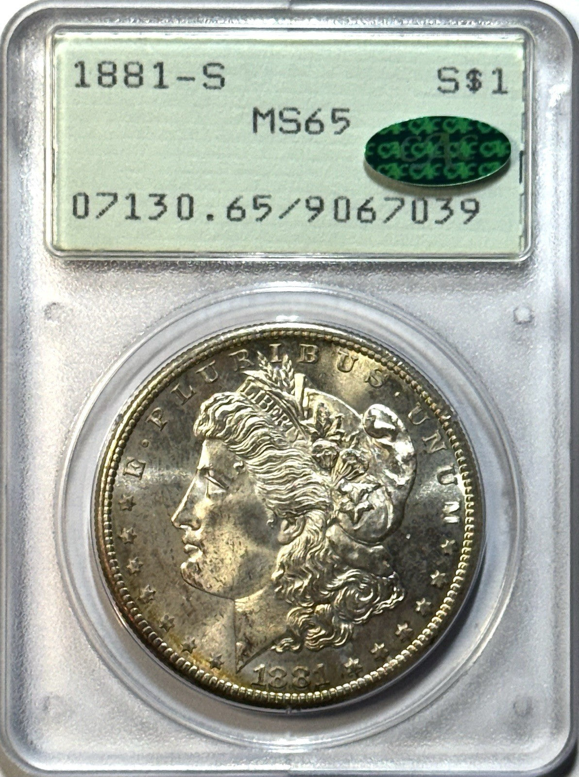 1881-S Morgan Dollar - PCGS MS65 CAC - OGH Rattler - Old Holder That Rattles!