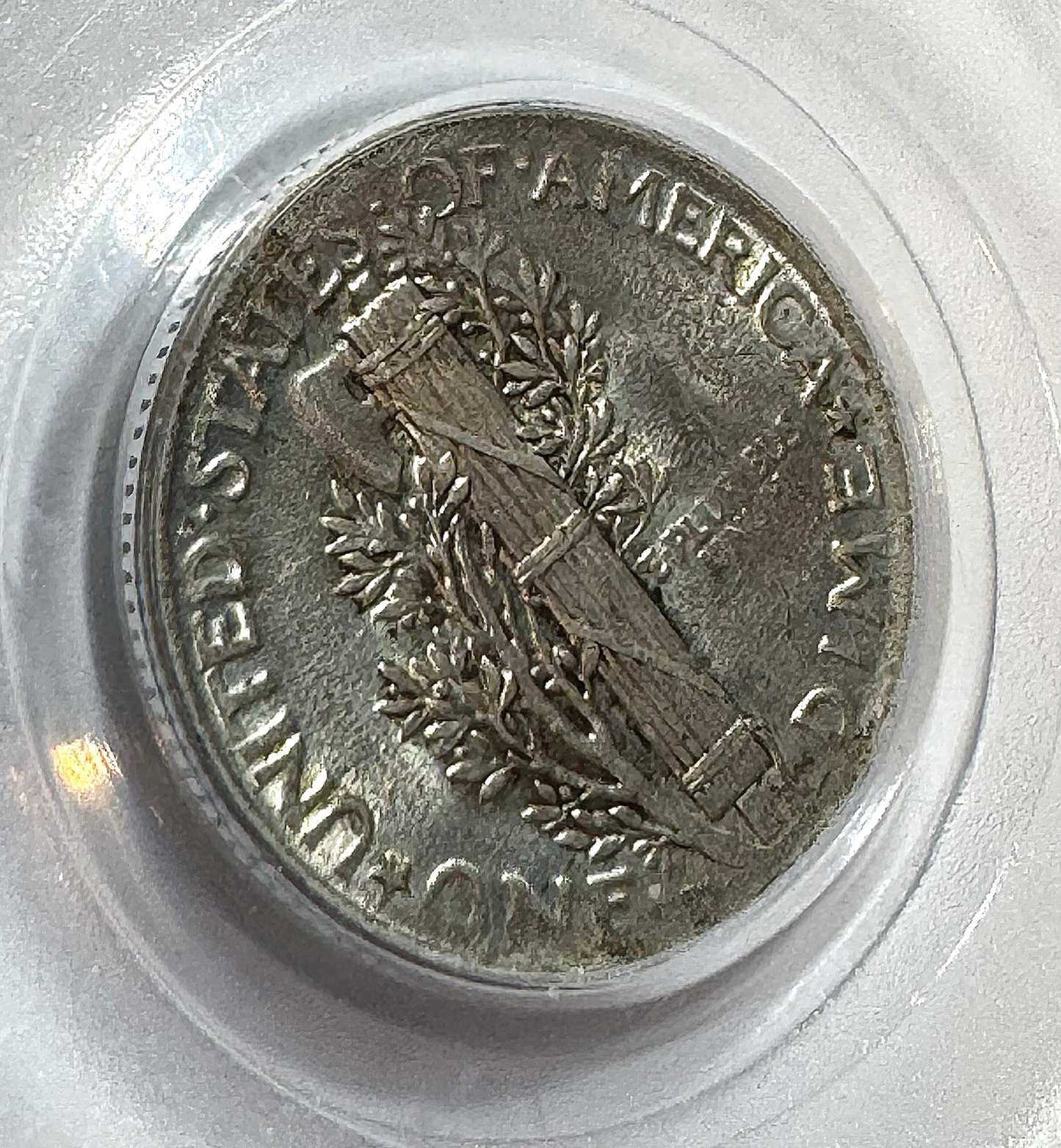 1924 Mercury Dime - PCGS AU58 - 3% End Of Strip Clip Mint Error 10C