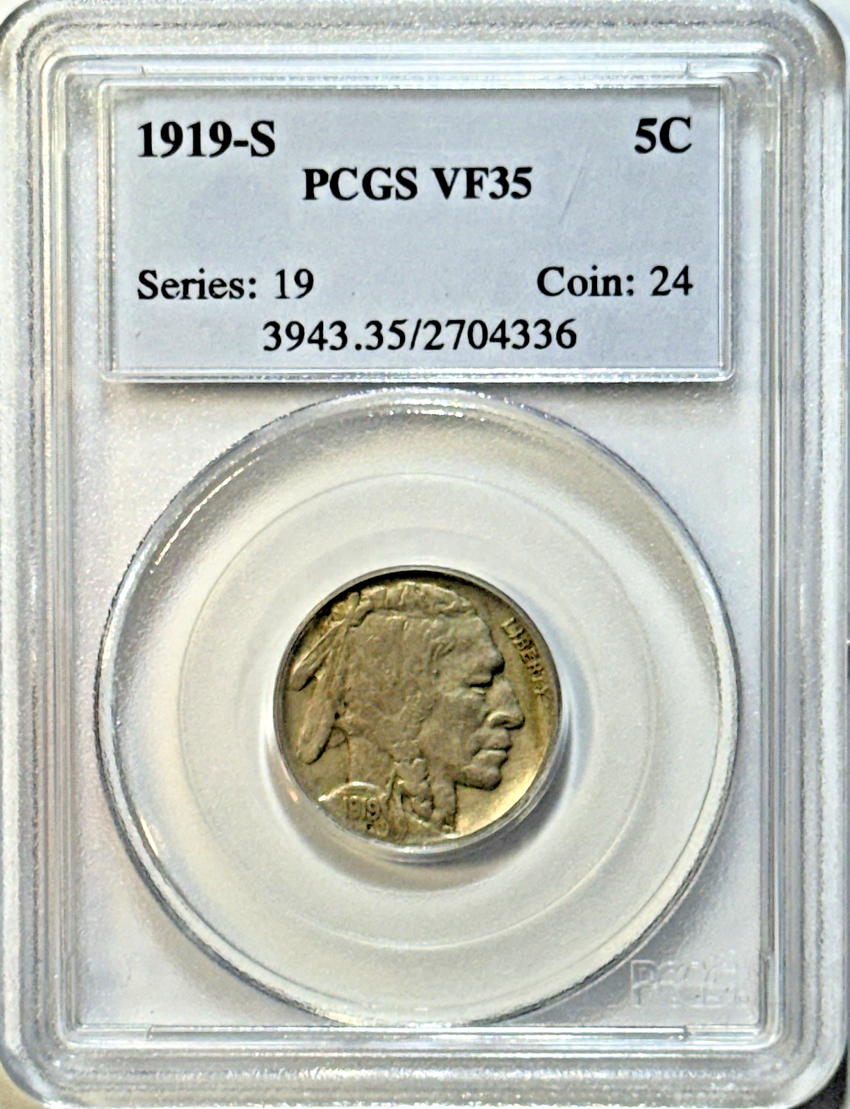 1919-S Buffalo Nickel — PCGS VF35 — Tough S-Mint with Real Detail! Choice VF++