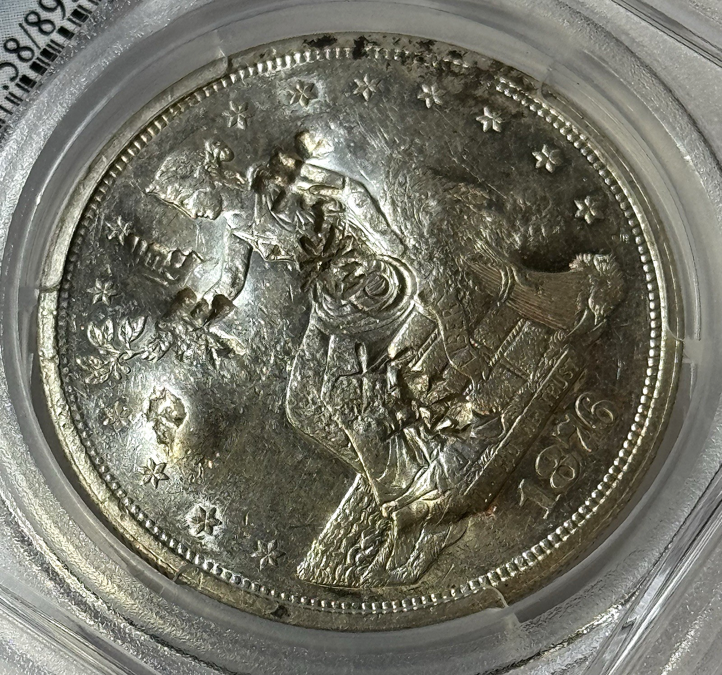 1876-S TRADE DOLLAR $1 – AU58 – CHOP-MARKED – HARD MONEY w/History!