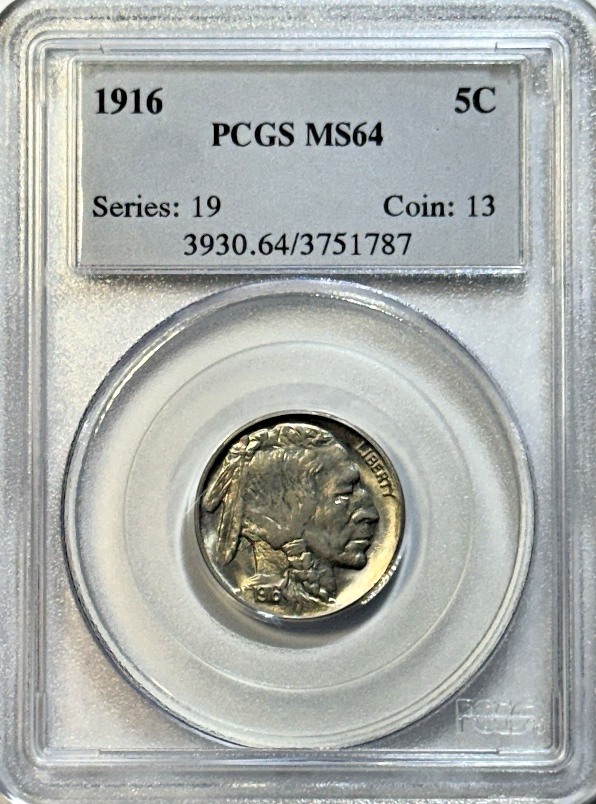 1916 Buffalo Nickel — PCGS MS64 — Early Date Gem Looker! Choice Mint State