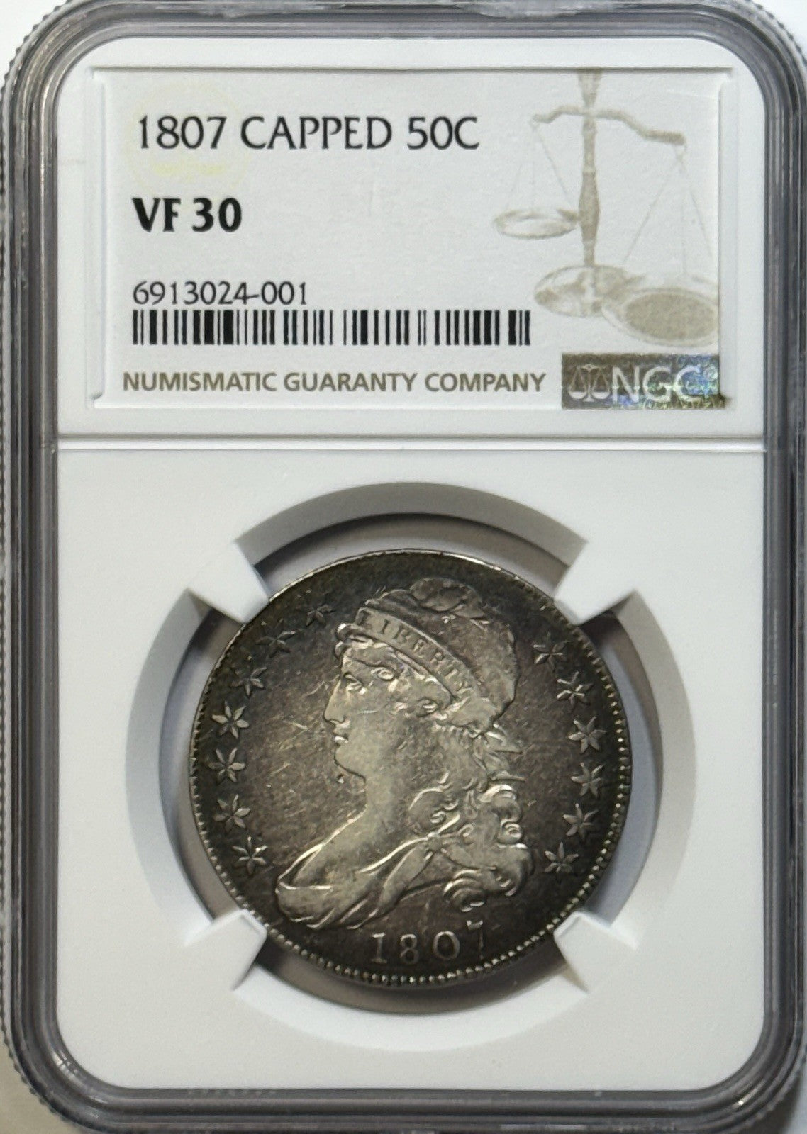 1807 Capped Bust Half Dollar NGC VF30 Early U.S. Silver w/ Stunning Edge Toning
