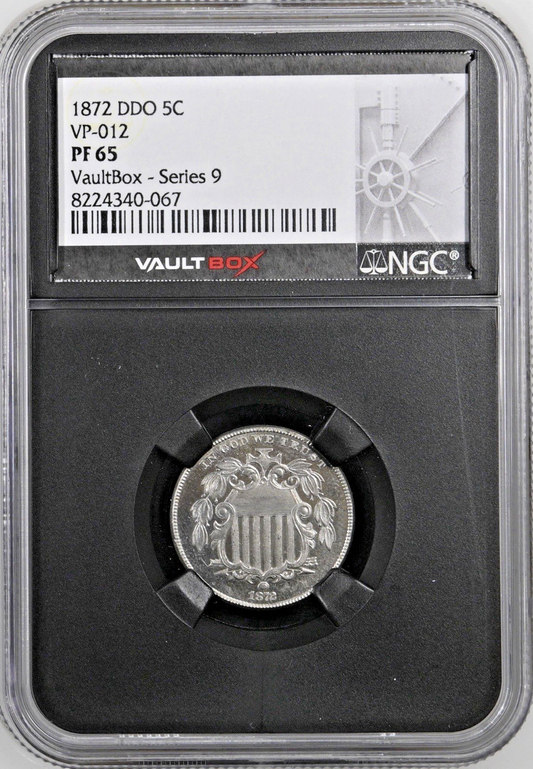 1872 Shield Nickel DDO VP-012 – NGC PF65- Scarce Proof Coin w/950 Struck in 1872