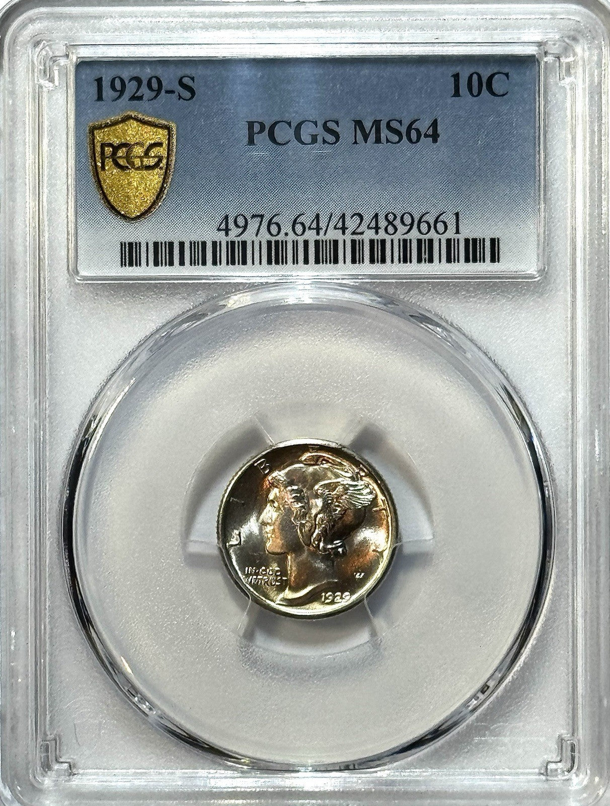 1929-S Mercury Dime - PCGS MS64 Gold Shield - Strong Strike Lustrous
