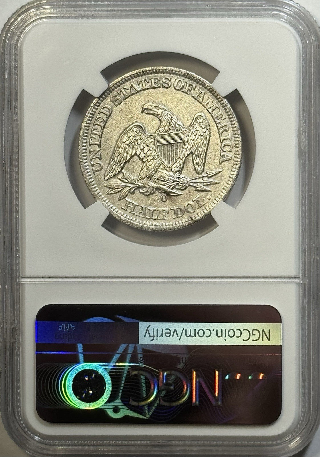 1858-O Seated Liberty Half Dollar – SS REPUBLIC Shipwreck Effect – NGC AU