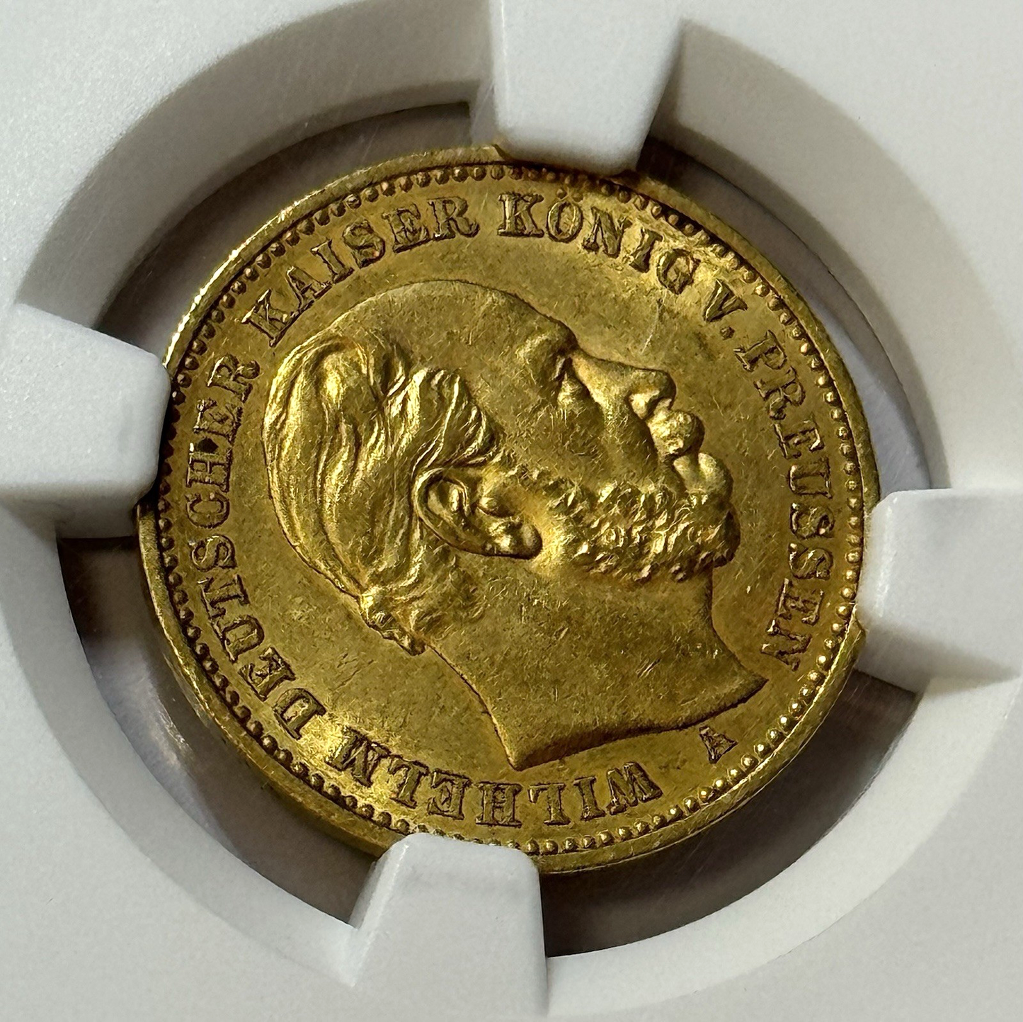 1887-A Prussia 20 Mark Gold – Wilhelm I – NGC AU58