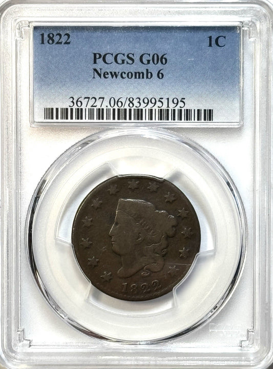 1822 Matron Head Large Cent - PCGS G06 - Newcomb 6 Early Copper Coin