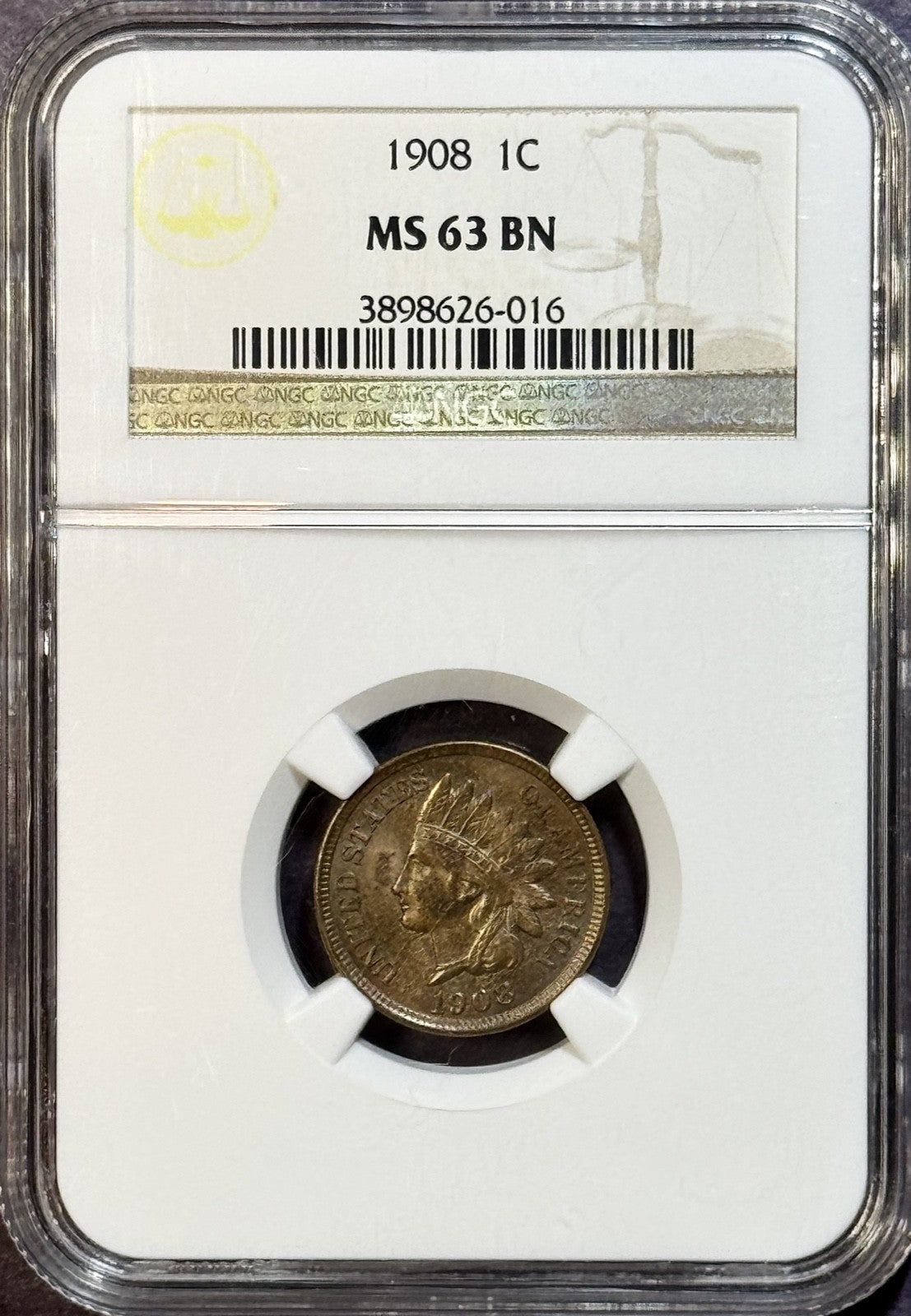 1908 Indian Head Cent - NGC MS63 BN - Last Year of Issue Choice Mint State