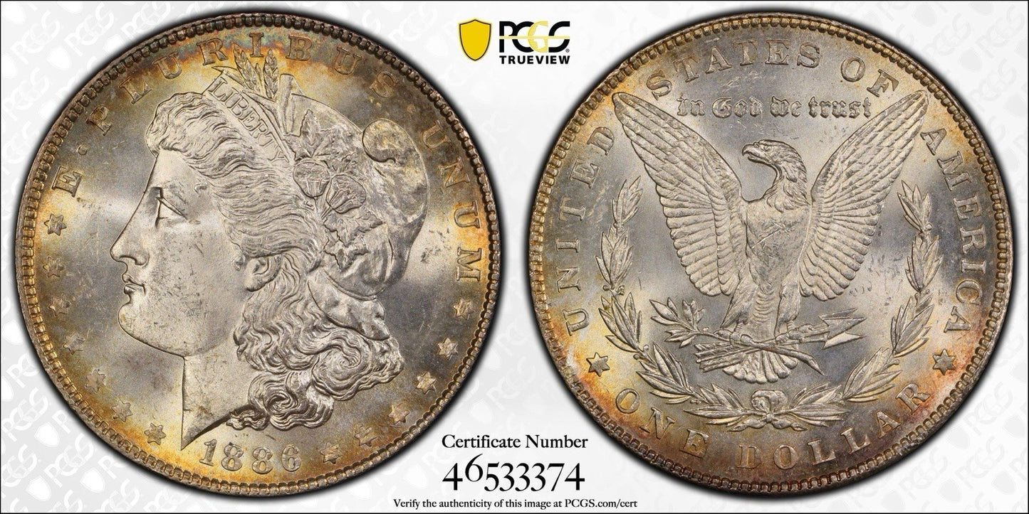 1886 Morgan Silver Dollar PCGS MS64 | TOP 100 VAM-21 Line in M | Killer Luster!