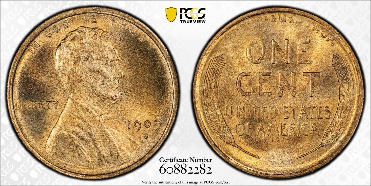 1909-S Lincoln Wheat Cent - PCGS MS64RB CAC - Gold Shield Better Semi-Key Date