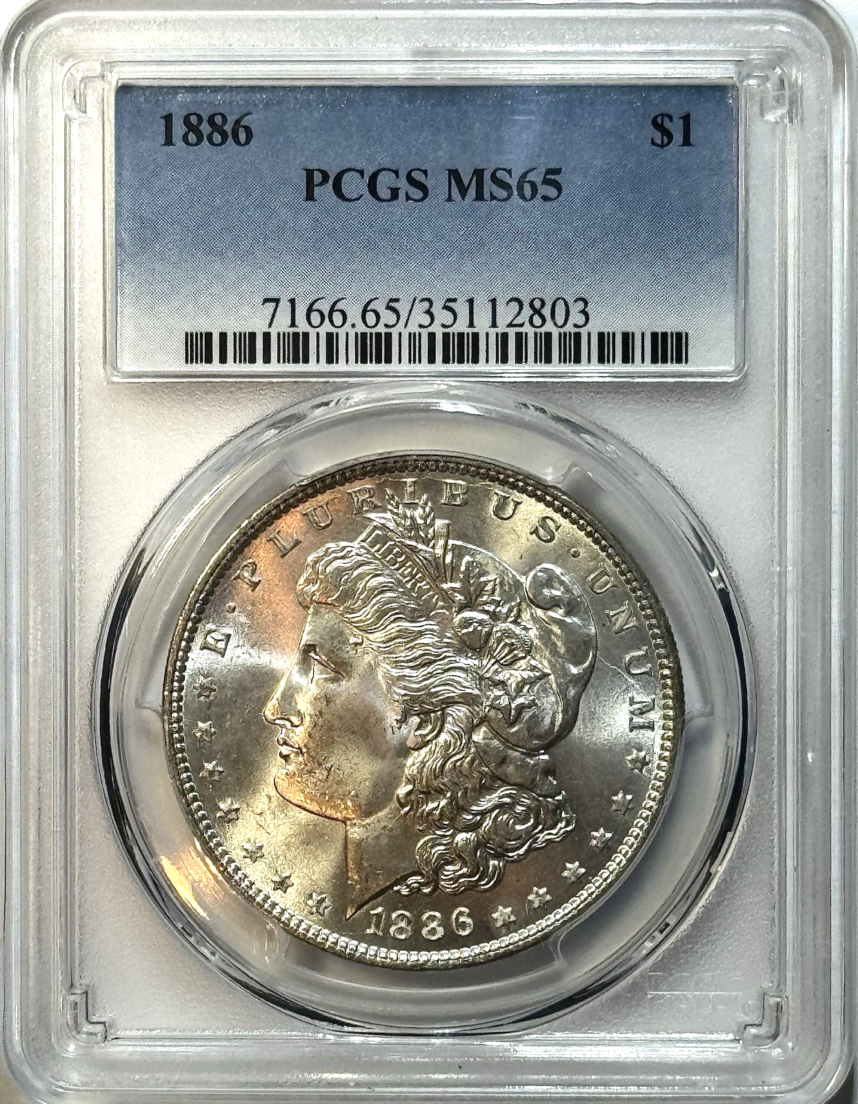 1886 Morgan Silver Dollar - PCGS MS65 - Gem BU Blast White $1 w/Cartwheel Luster