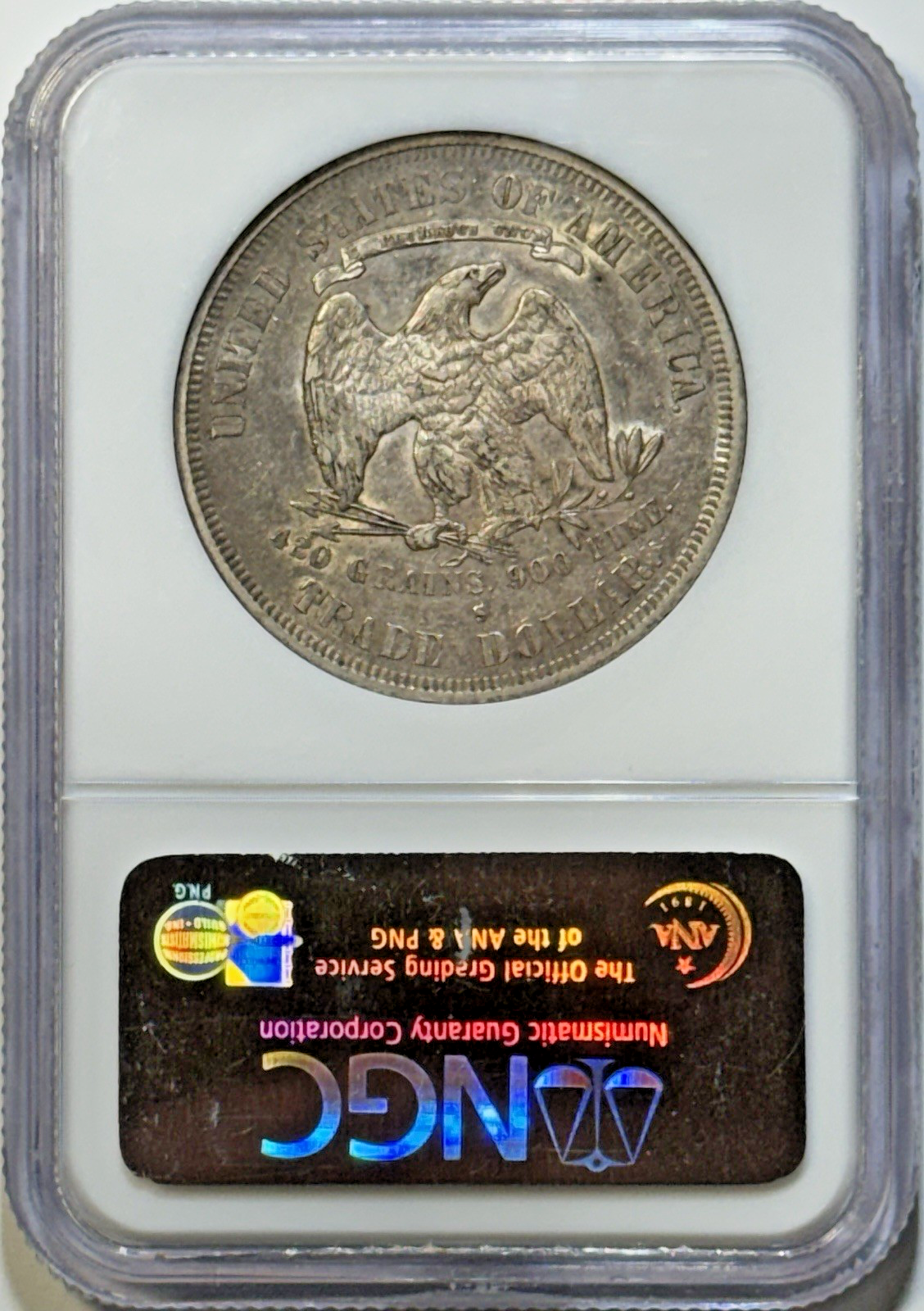 1877-S TRADE DOLLAR $1 – AU55 – RARER SAN FRANCISCO HARD HISTORIC MONEY!