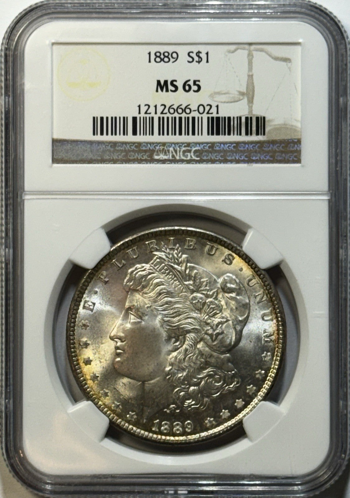1889 Morgan Silver Dollar — NGC MS65 - Subtle Edge Toning, Brilliant Luster