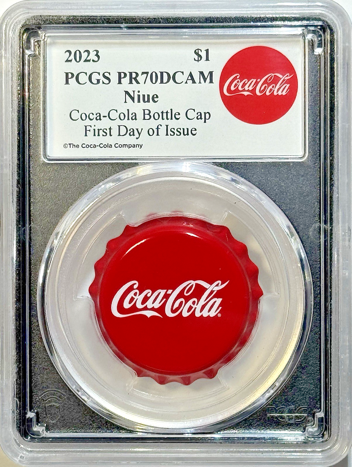 2023 Niue Coca-Cola Bottle Cap $1 - PCGS PR70DCAM - First Day Issue - Nostalgia!