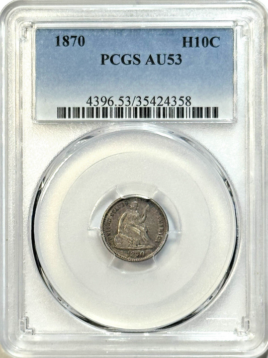 1870 Seated Liberty Half Dime - PCGS AU53 - Original Better Date H10C