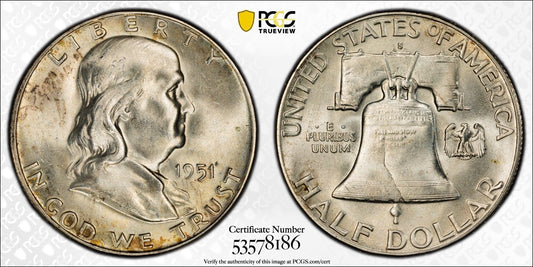 1951-S/S Silver Franklin Half Dollar - PCGS MS65 - RPM FS-501