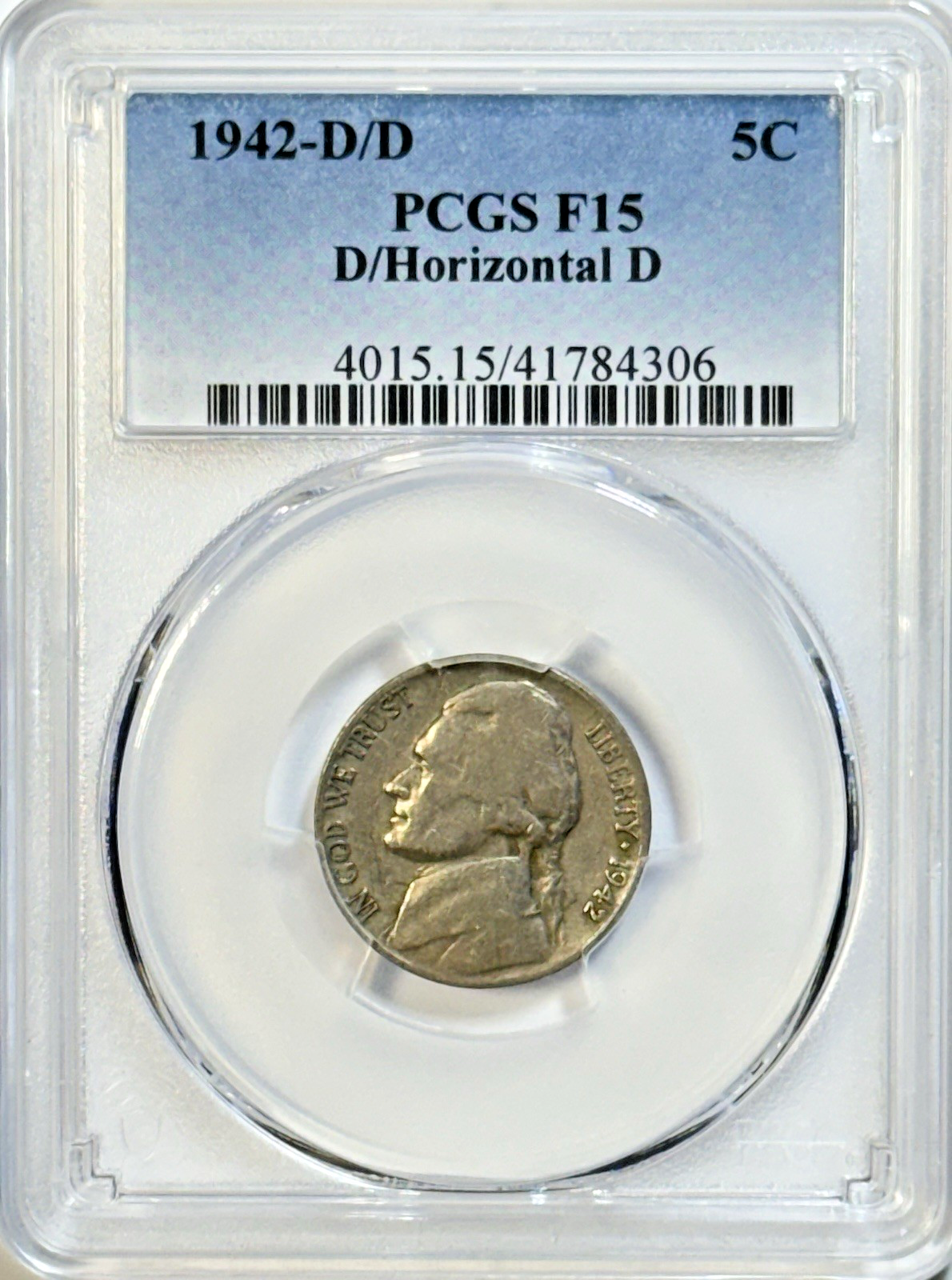 1942-D/D Jefferson Nickel - PCGS F15 D/Horizontal D FS-501 Cherrypickers RPM PQ