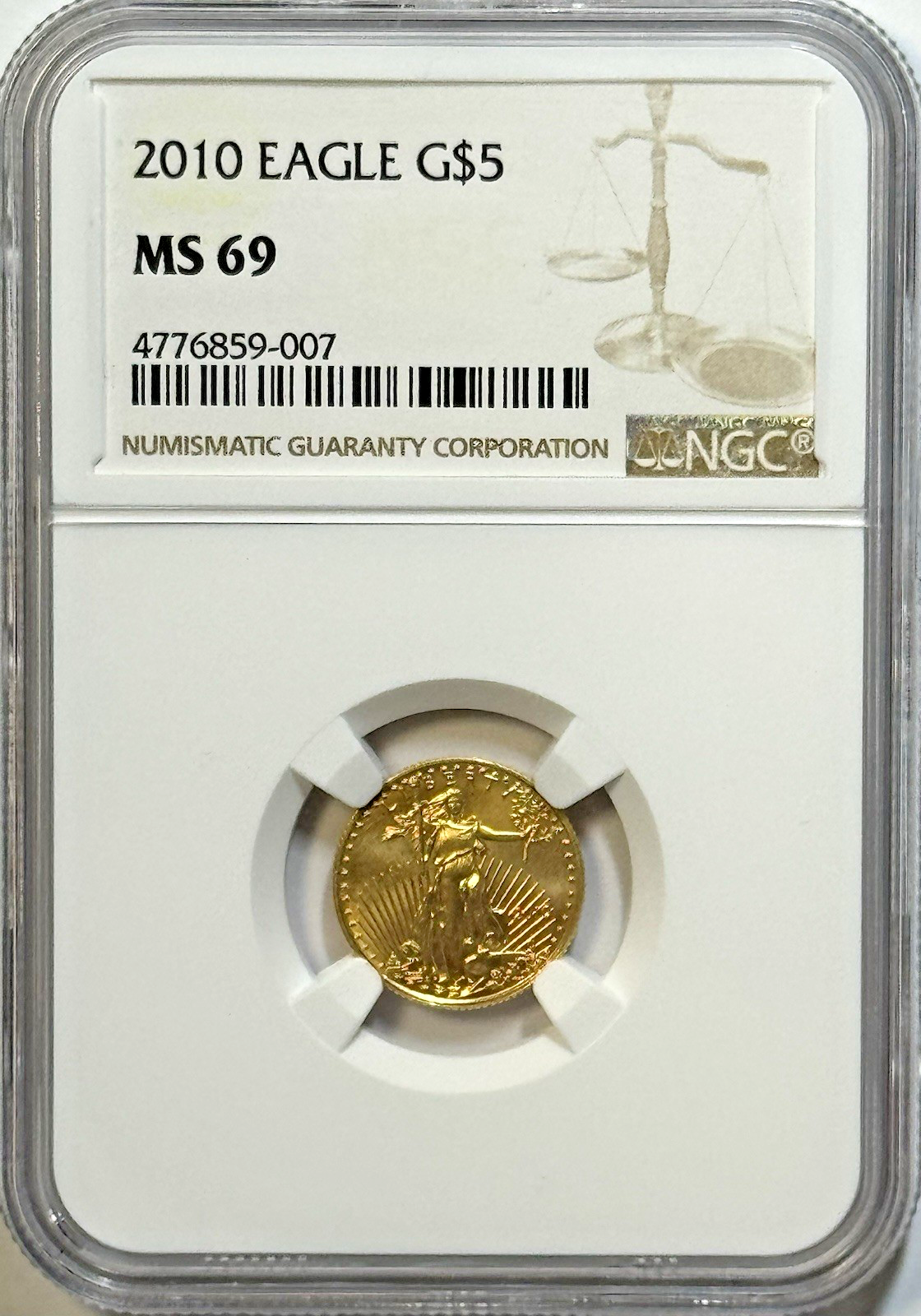 2010 $5 Gold Eagle – NGC MS69 – Choice Modern U.S. Certified Gold