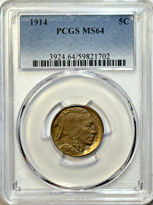 1914 Buffalo Nickel – PCGS MS64 - Beautifully Toned Gem, Standout Eye Appeal!