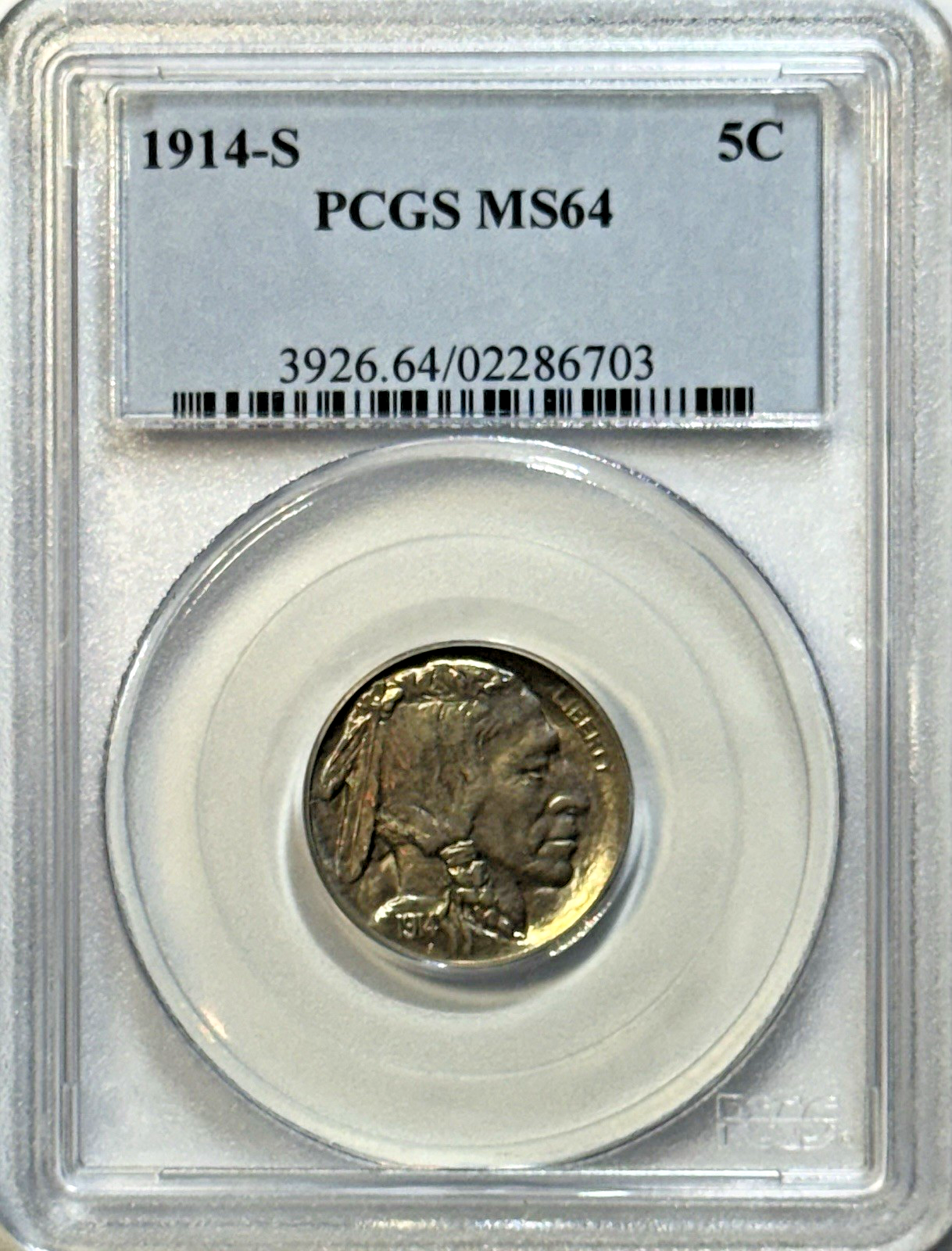 1914-S Buffalo Nickel — PCGS MS64 — Semi Key Early Date - Choice Mint State