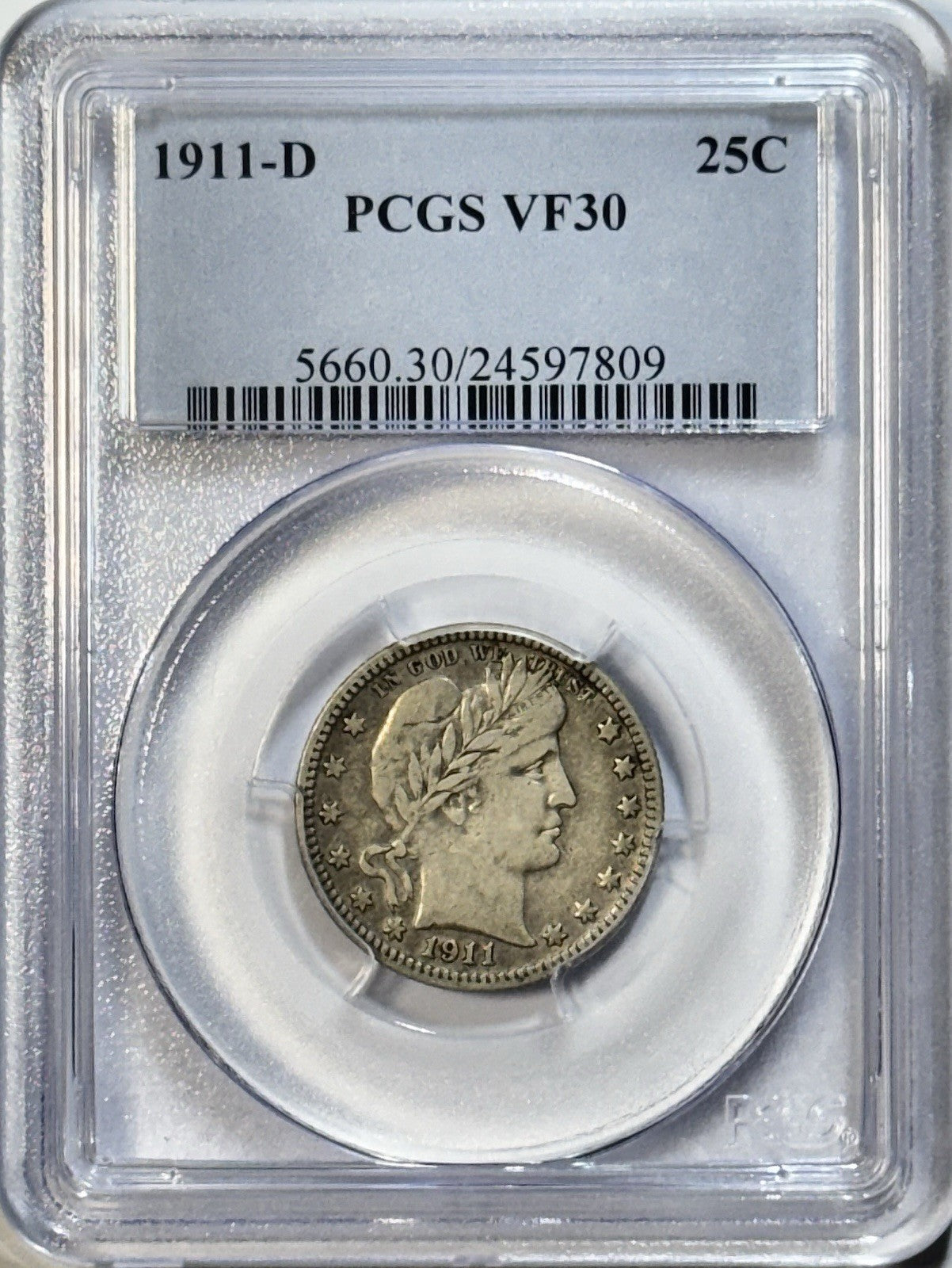 1911-D Barber Quarter - PCGS VF30 - Better Date Silver 25C Nice Original Coin