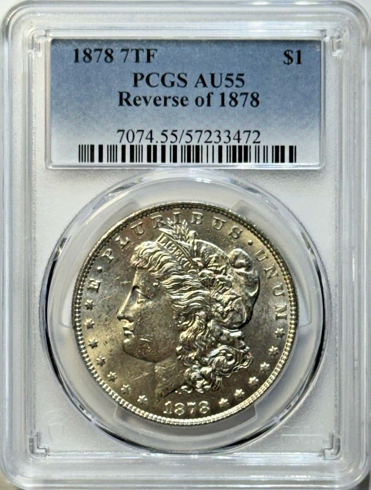 1878 7TF Morgan Silver Dollar PCGS AU55 🔥 Reverse of 1878 | Early Type - Strong