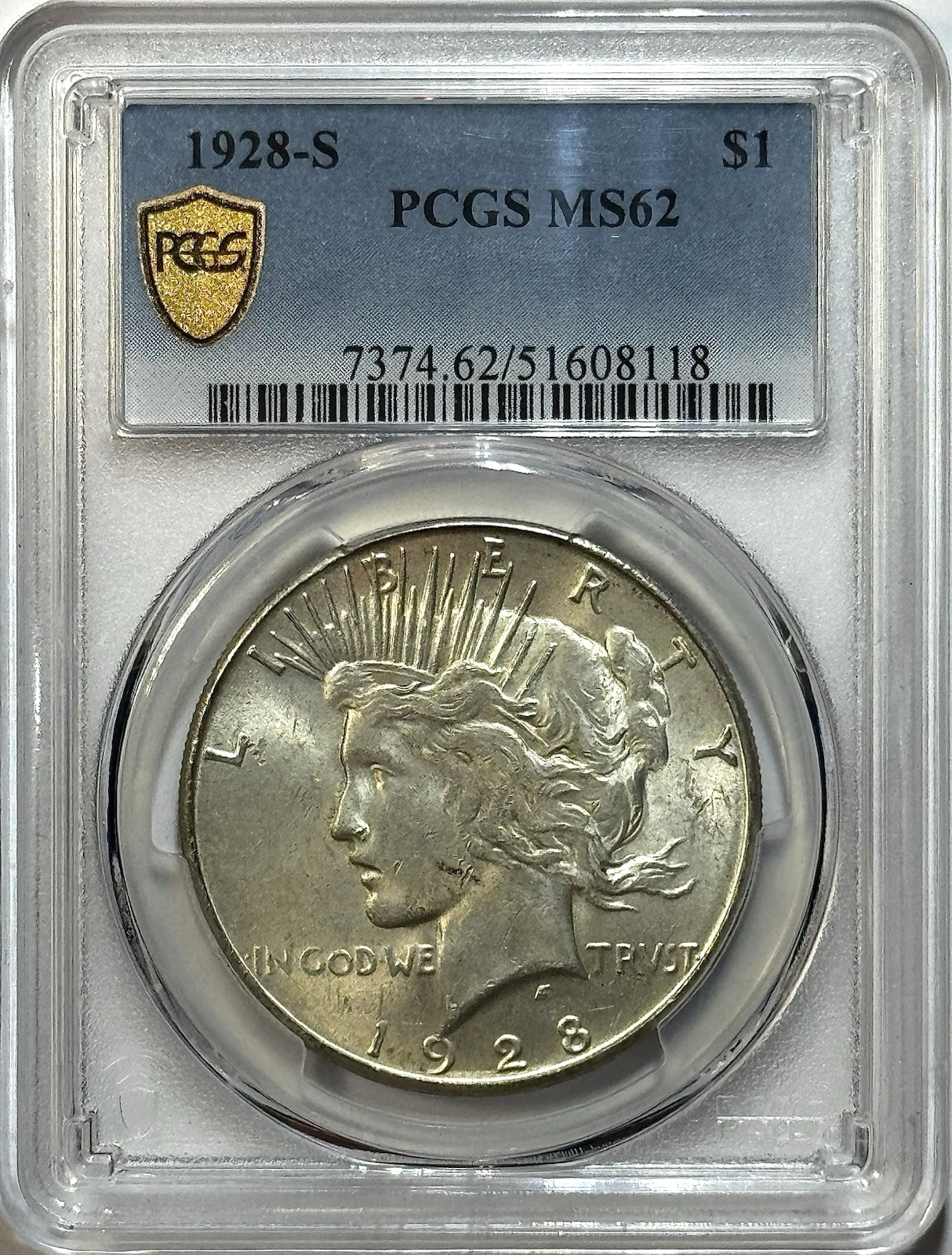 1928-S Peace Silver Dollar - PCGS MS62 - Better Date San Francisco Mint $1 Coin