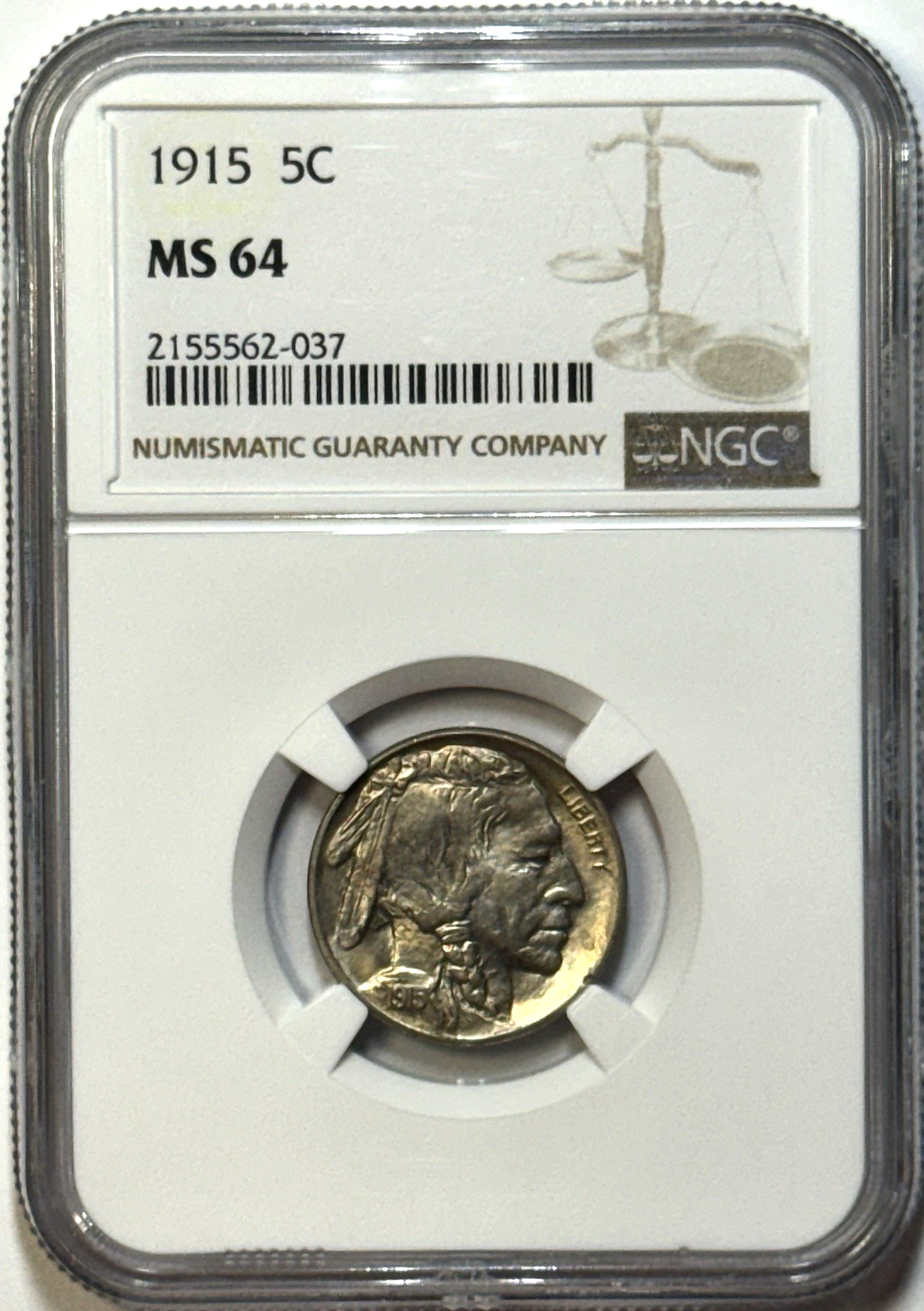 1915 Buffalo Nickel- NGC MS64- Sharp Strike, High Luster, Collector Grade