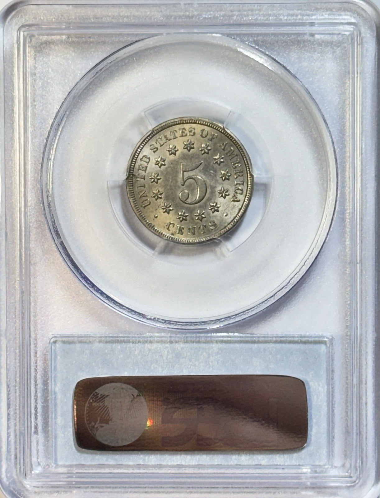 1868 Shield Nickel PCGS MS62 — RARE Broken C FS-901 • Reverse of 1868