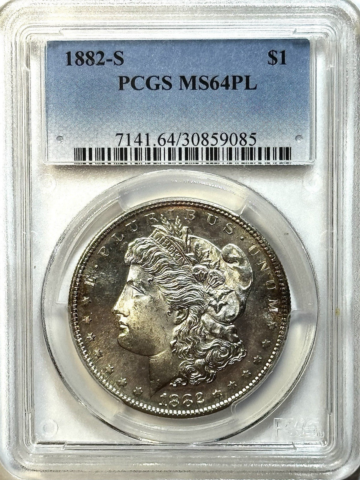 1882-S Morgan Silver Dollar - PCGS MS64PL - Prooflike San Francisco Mint $1 Coin