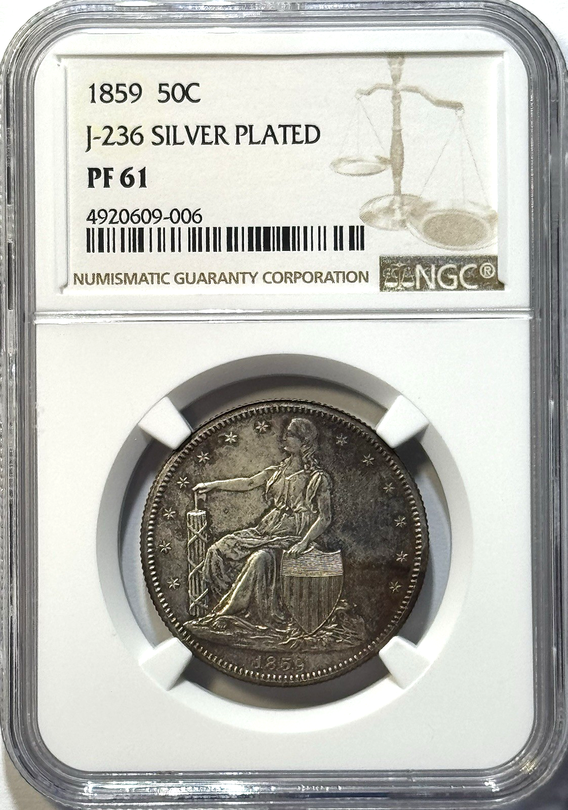 1859 J-236 Half Dollar 50C – NGC PF 61 – Pattern Trial Coin! Liberty Seated Era