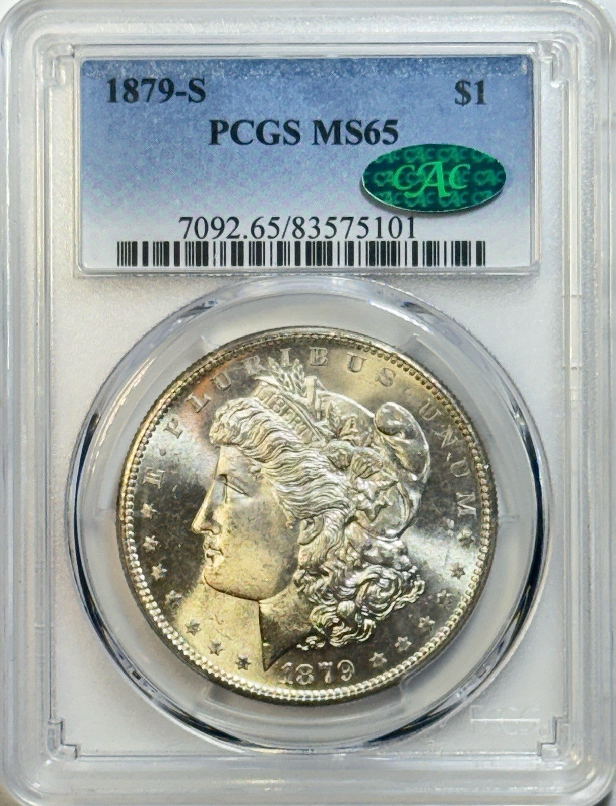 1879-S Morgan Silver Dollar — PCGS/CAC MS65 — BEAUTIFUL PREMIUM EYE APPEAL!