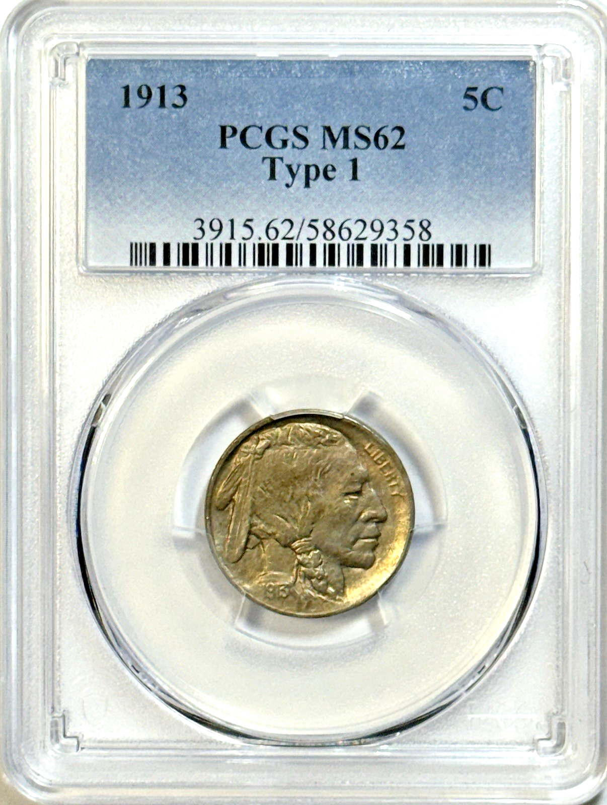 1913 Buffalo Nickel Type 1 - PCGS MS62 - First Year Issue 5C Philadelphia BU