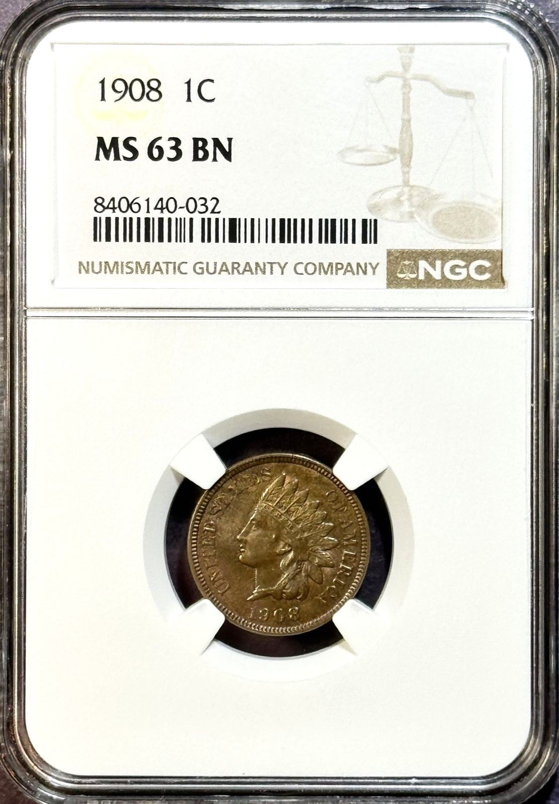 1908 Indian Head Cent - NGC MS 63 BN - Classically Beautiful Indian Cent!