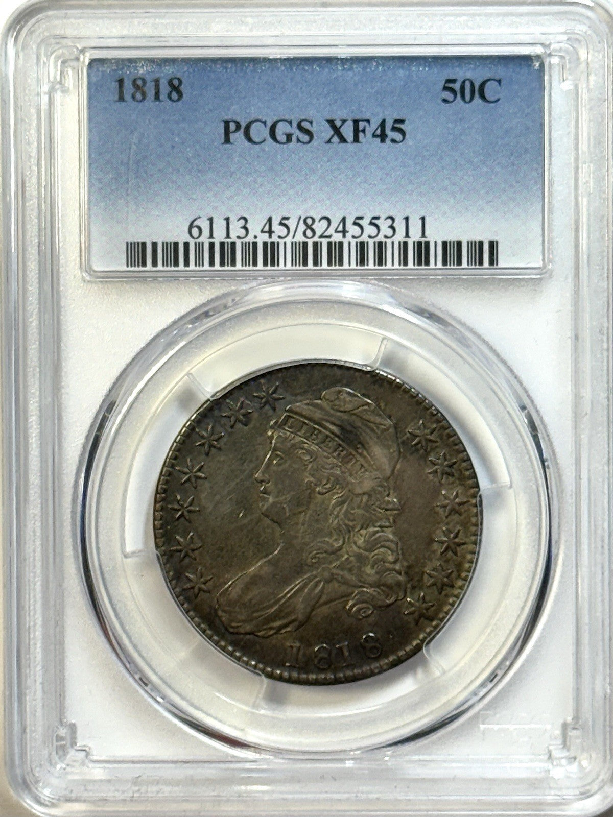 1818 Capped Bust Half Dollar - PCGS XF45 - Early Silver Type Coin Nice Original!